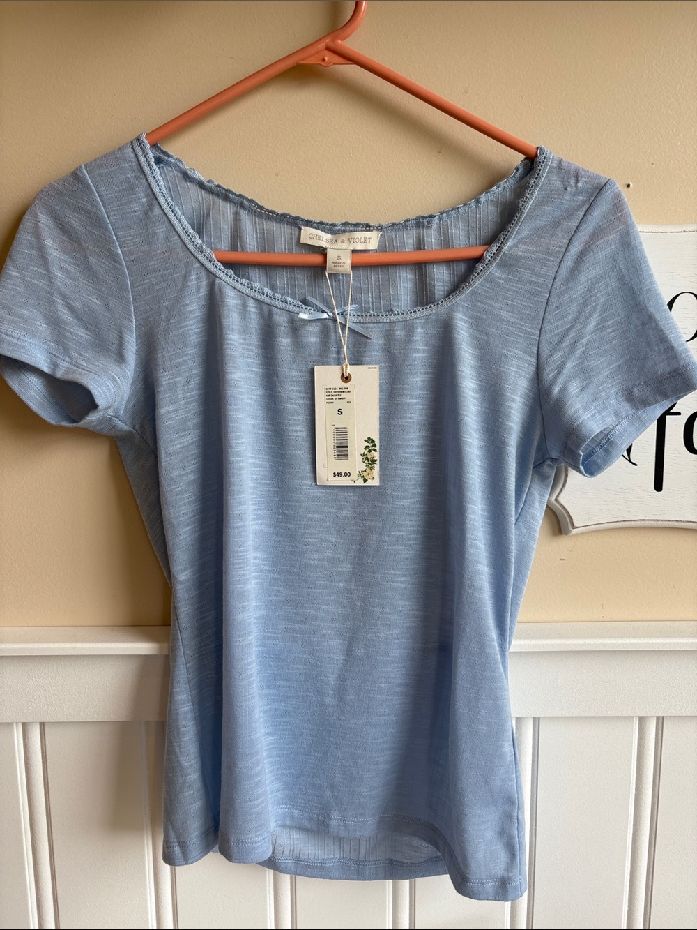 Chelsea & Violet Light Blue Scoop Neck Short Sleeve Top